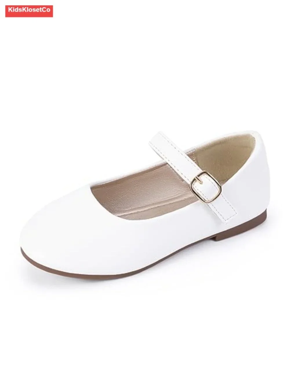 Girls Round Toe Mary Jane Flats with Hook and Loop Closure